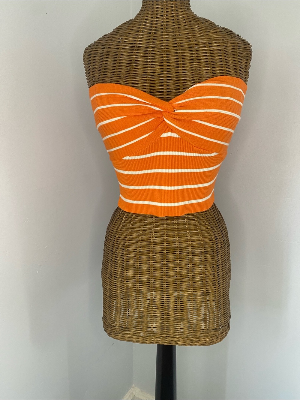 Hausen Orange Striped Twist-Front Tube Top